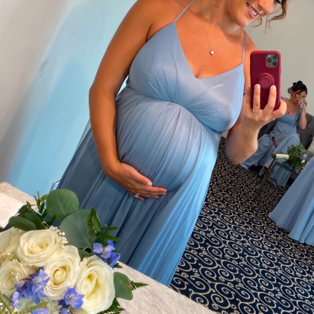 Elegant Blue Maternity Dress